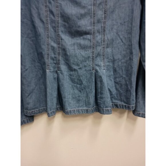 CMC By Color Me Cotton Womens Blue Denim Jacket Size Large Collared Button Front - Picture 6 of 8